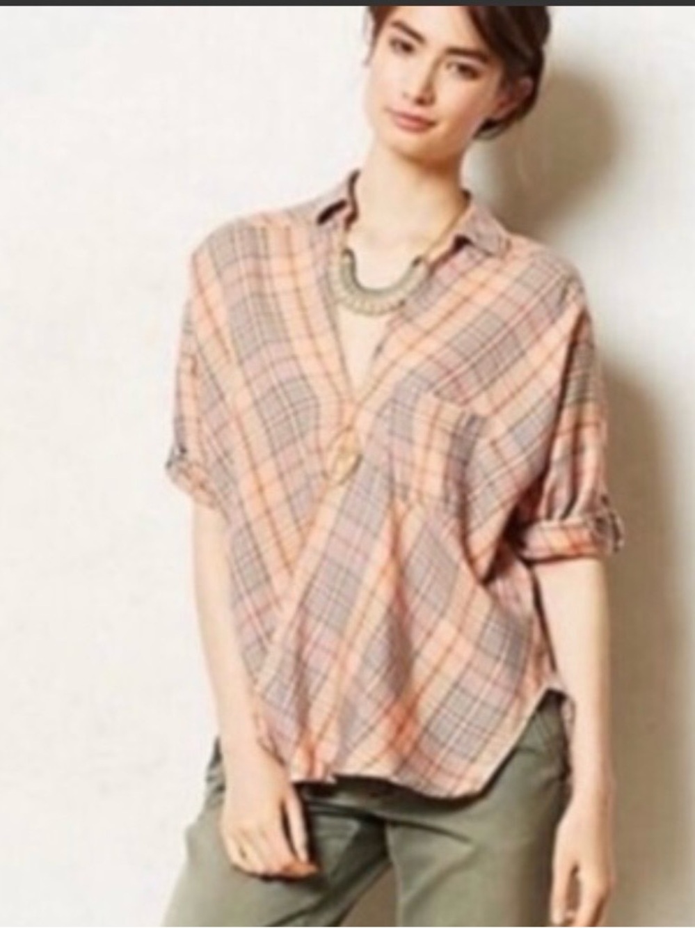 Holding Horses Anthropologie Plaid Wrap Top Size Small